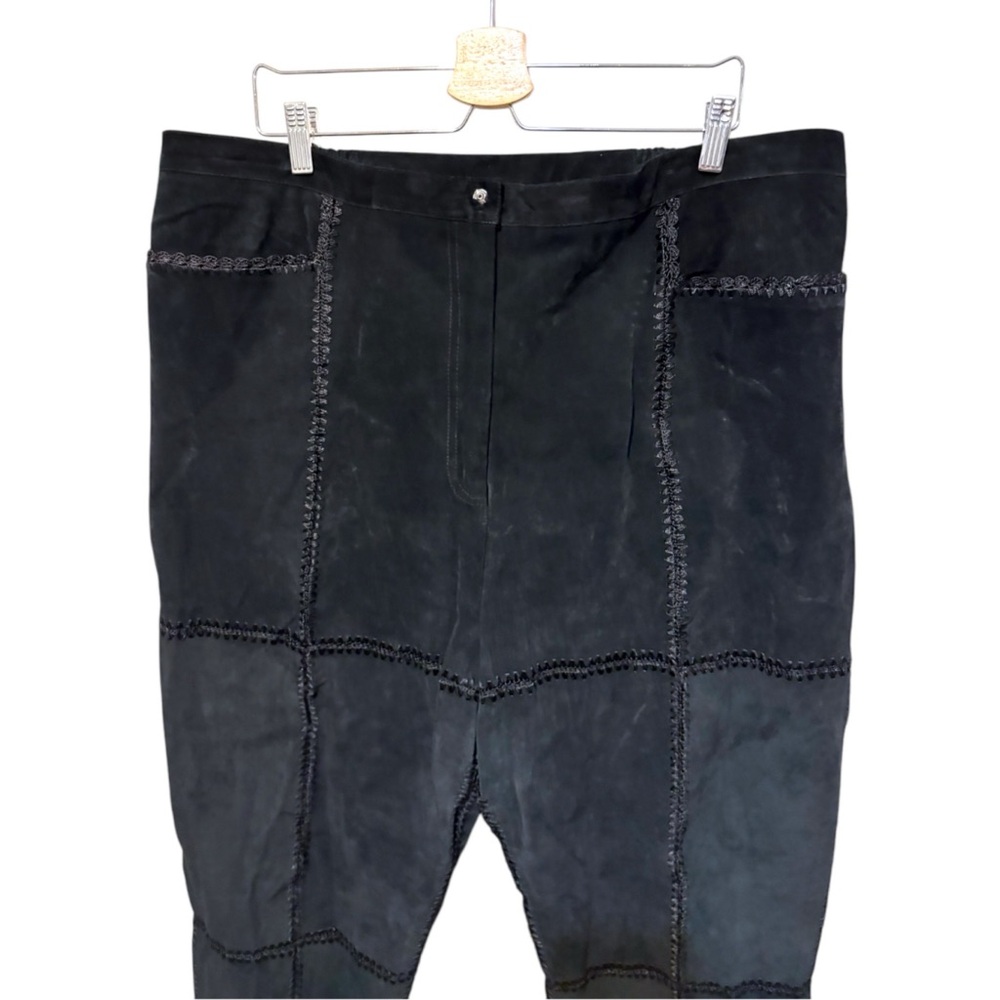 Vintage Black Genuine Leather Patchwork Quilted S… - image 4